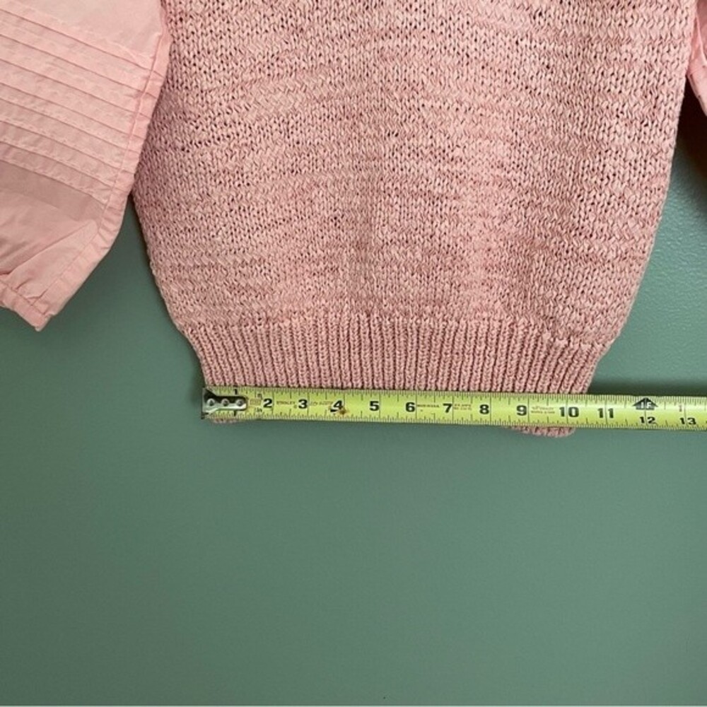 la vie rebecca taylor poplin blouse babydoll top peach pink knit v-neck preppy - Picture 14 of 14